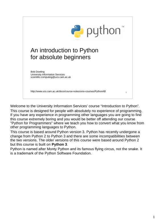 An introduction to Python for absolute beginners